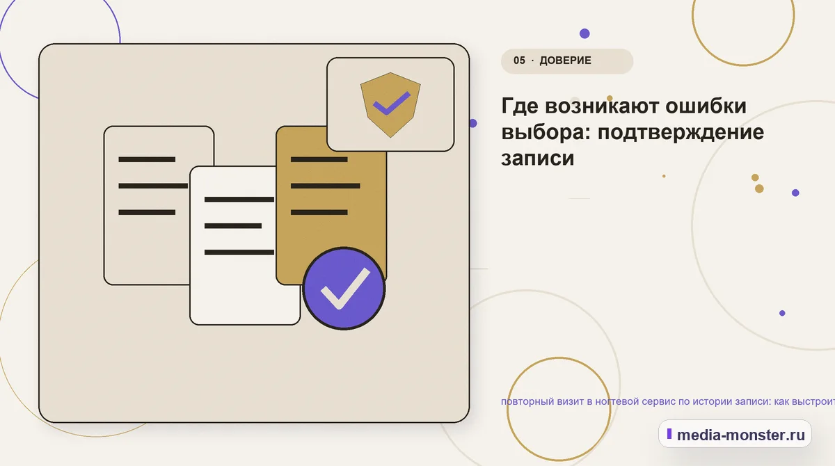 Изображение 5: Данные и доказательства — повторный визит в ногтевой сервис по истории записи: как выстроить контент, структуру и путь до обращения | Media Monster Данные и доказательства. Где возникают ошибки выбора: подтверждение записи: иллюстрация к статье «повторный визит в ногтевой сервис по истории записи: как выстроить контент, структуру и…