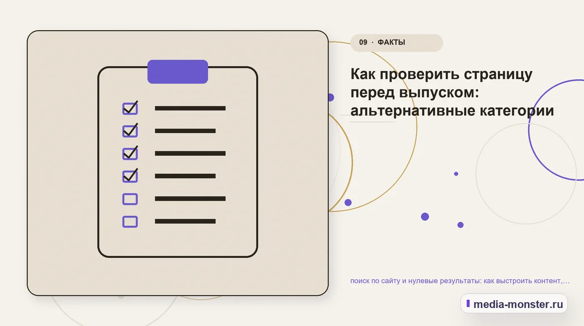 Изображение 9: Контрольные показатели — Поиск по сайту и нулевые результаты: как показать выбор и подготовить заявку | Media Monster Контрольные показатели. Проверка перед публикацией: пять вопросов: иллюстрация к статье «Поиск по сайту и нулевые результаты: как показать выбор и подготовить заявку»