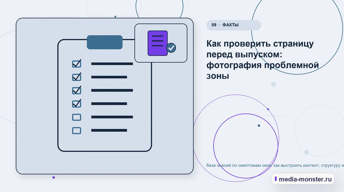 Изображение 9: Контрольные показатели — База знаний по симптомам окон: как показать выбор и привести посетителя к заявке | Media Monster Контрольные показатели. Проверка страницы: пять вопросов к себе: иллюстрация к статье «База знаний по симптомам окон: как показать выбор и привести посетителя к заявке»