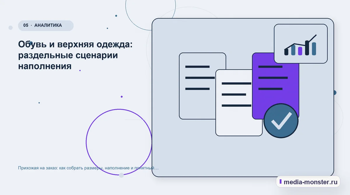 Данные и доказательства. Обувь и верхняя одежда: раздельные сценарии наполнения: иллюстрация к статье «Прихожая на заказ: как собрать размеры, наполнение и понятный предварительный расчёт»