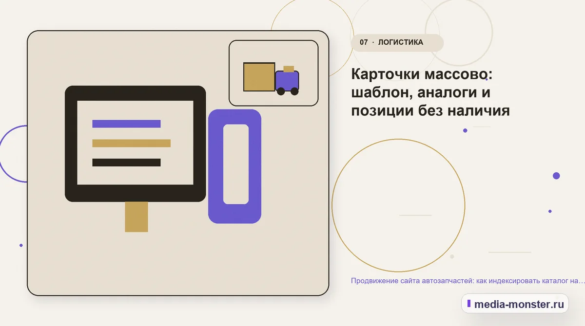Изображение 7: Каналы и точки контакта — Продвижение сайта автозапчастей: как индексировать каталог на сотни тысяч позиций | Media Monster Каналы и точки контакта. Карточки массово: шаблон, аналоги и позиции без наличия: иллюстрация к статье «Продвижение сайта автозапчастей: как индексировать каталог на сотни тысяч позиций»