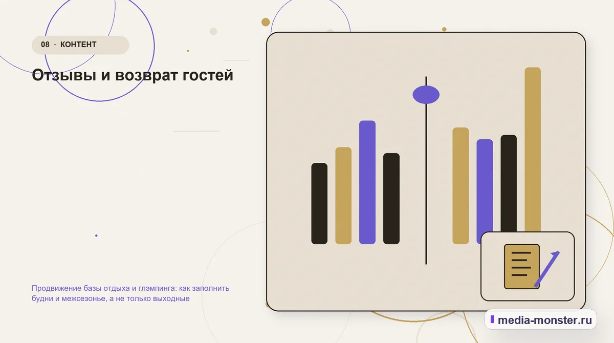 Сравнение вариантов. Отзывы и возврат гостей: иллюстрация к статье «Продвижение базы отдыха и глэмпинга: как заполнить будни и межсезонье, а не только выходные»