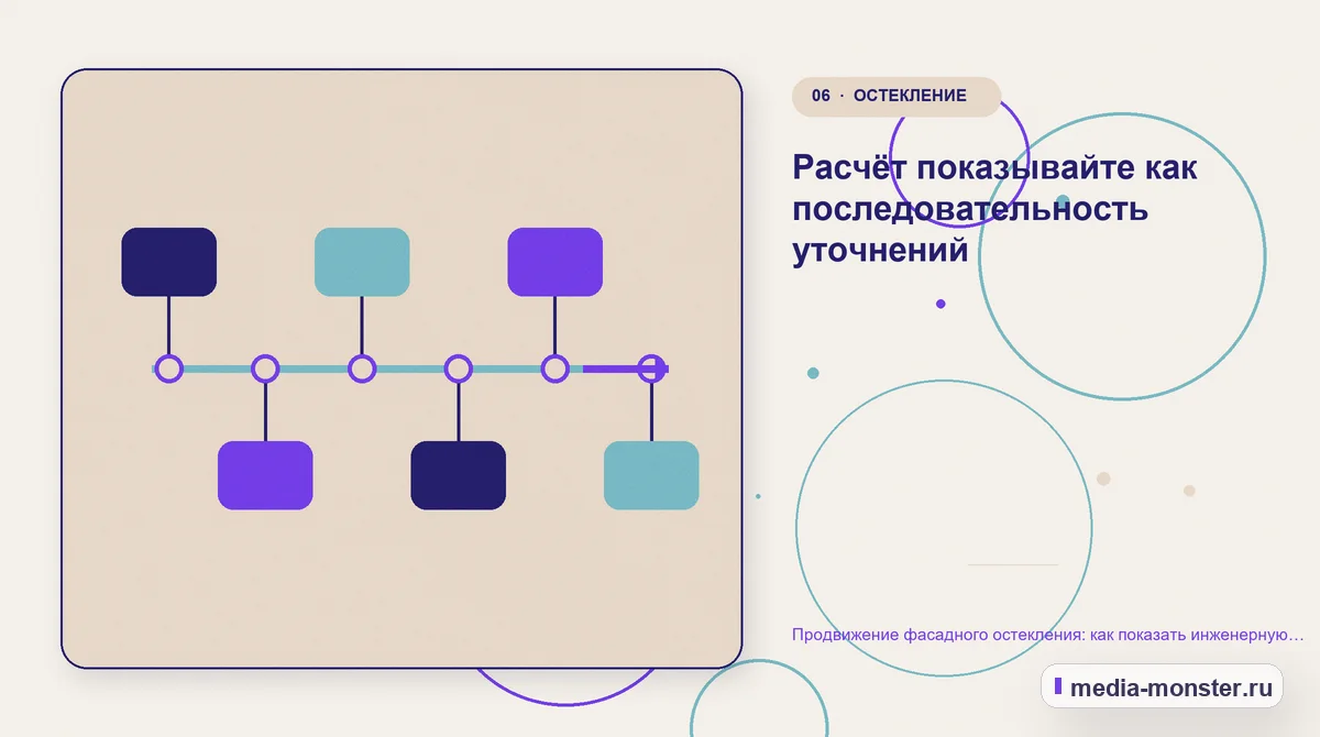 Продвижение фасадного остекления: как показать инженерную компетенцию и получать подготовленные запросы — иллюстрация к разделу «Расчёт показывайте как последовательность уточнений»