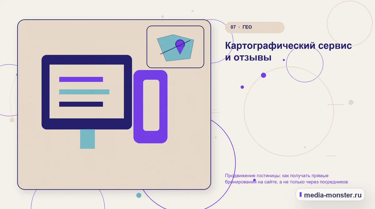 Каналы и точки контакта. Картографический сервис и отзывы: иллюстрация к статье «Продвижение гостиницы: как получать прямые бронирования на сайте, а не только через посредников»