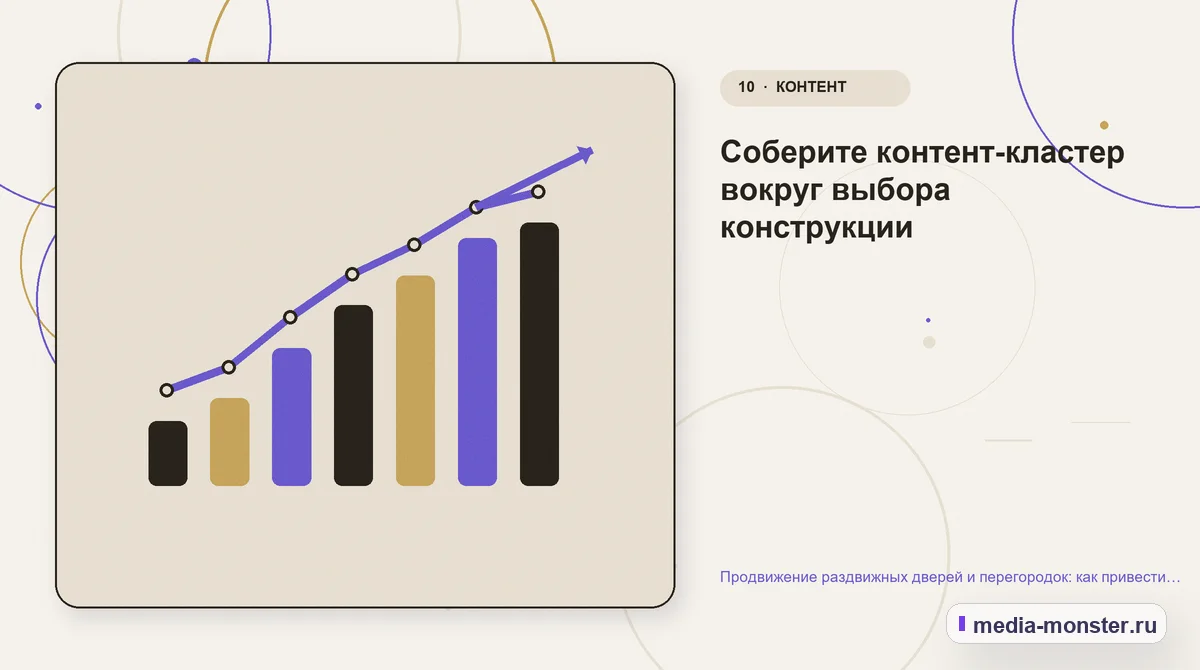 Продвижение раздвижных дверей и перегородок: как привести покупателя от идеи к точному замеру — иллюстрация к разделу «Соберите контент-кластер вокруг выбора конструкции»
