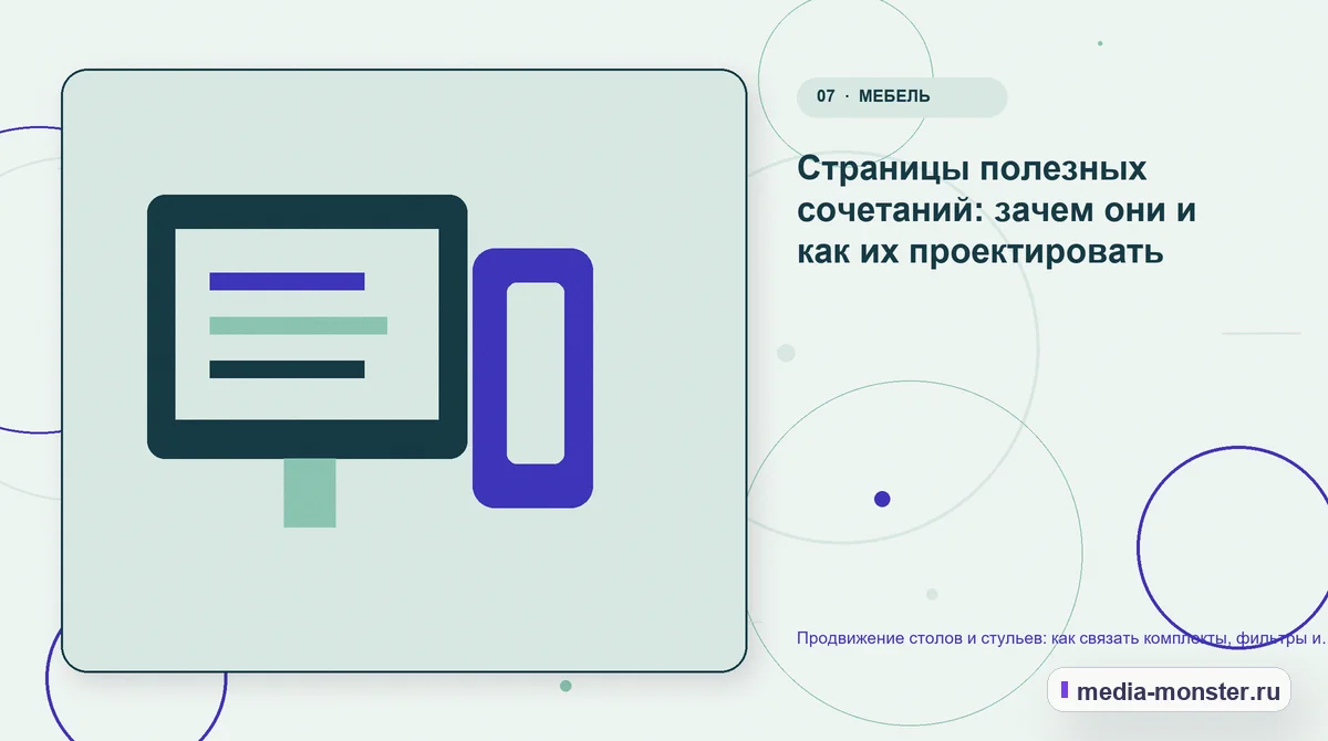 Продвижение столов и стульев: как связать комплекты, фильтры и страницы под задачу комнаты — иллюстрация к разделу «Страницы полезных сочетаний: зачем они и как их проектировать»