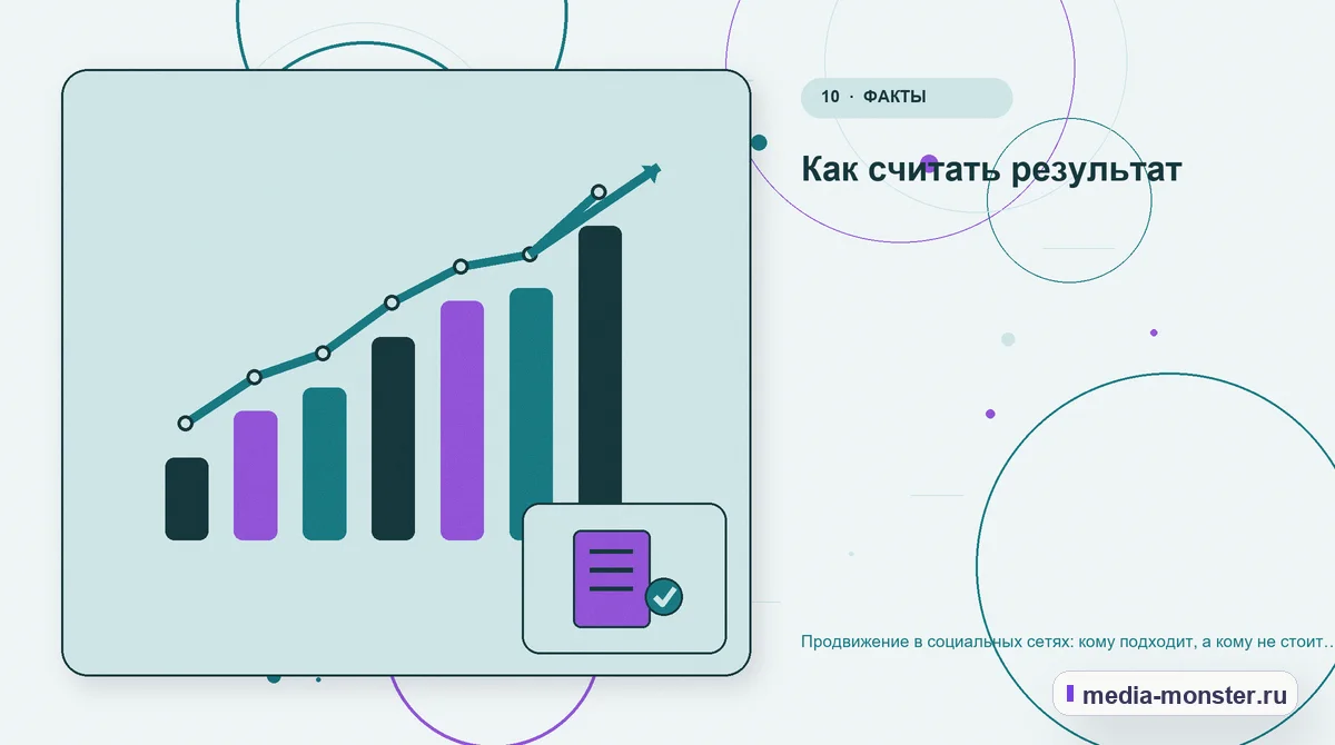 Итог и следующий шаг. Как считать результат: иллюстрация к статье «Продвижение в социальных сетях: кому подходит, а кому не стоит тратить время»