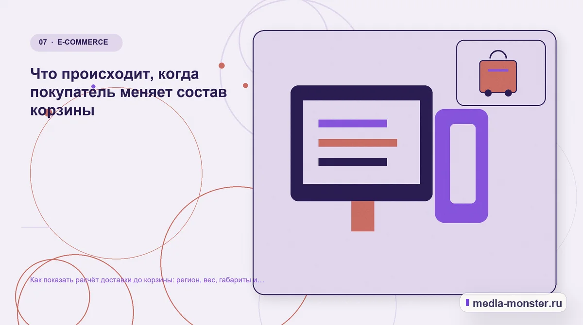 Изображение 7: Каналы и точки контакта — Как показать расчёт доставки до корзины: регион, вес, габариты и способ получения | Media Monster Каналы и точки контакта. Что происходит, когда покупатель меняет состав корзины: иллюстрация к статье «Как показать расчёт доставки до корзины: регион, вес, габариты и способ получения»