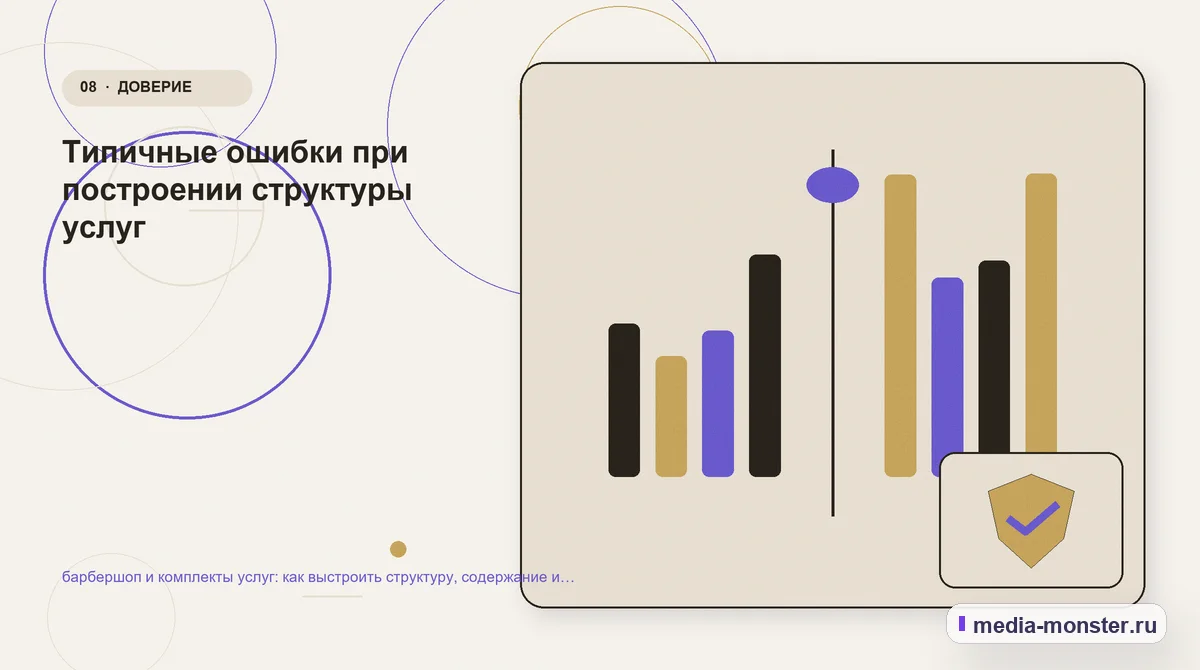 Сравнение вариантов. Проверка перед публикацией: пять вопросов: иллюстрация к статье «Барбершоп и комплекты услуг: структура страницы и путь до заявки»