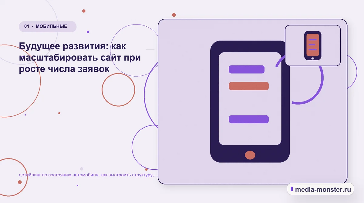 Ключевая тема материала. Будущее развития: как масштабировать сайт при росте числа заявок: иллюстрация к статье «детейлинг по состоянию автомобиля: как выстроить структуру, содержание и…
