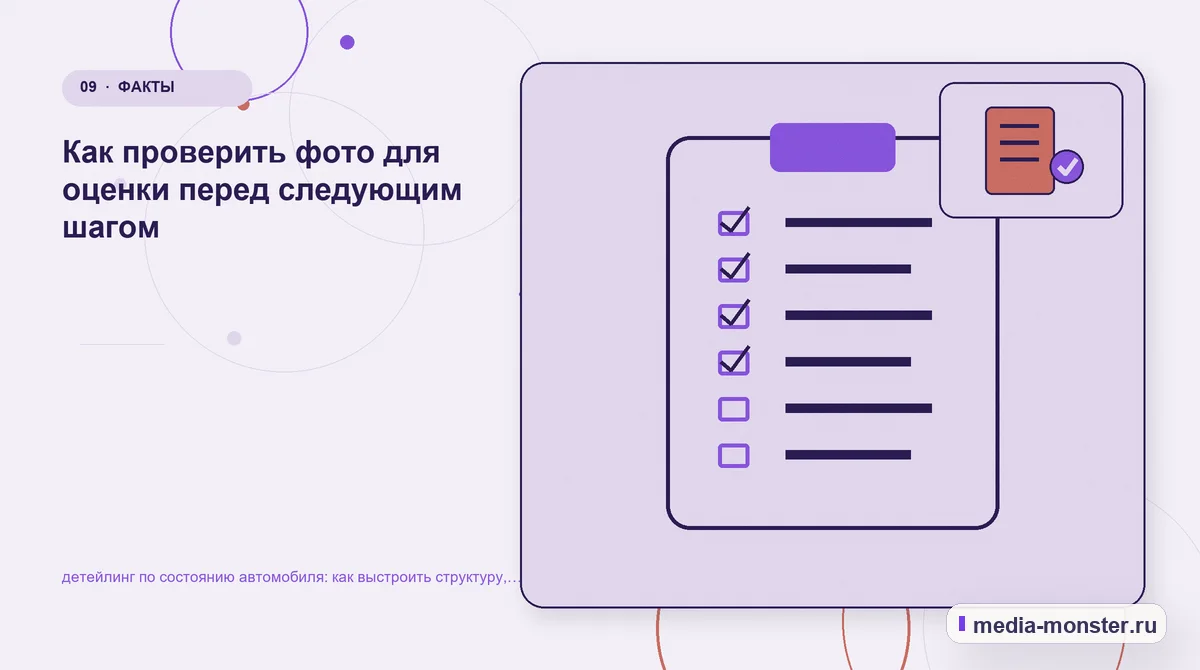 Изображение 9: Контрольные показатели — Детейлинг по состоянию автомобиля: как выстроить структуру, содержание и путь до заявки | Media Monster Контрольные показатели. Как проверить фото для оценки перед следующим шагом: иллюстрация к статье «Детейлинг по состоянию автомобиля: как выстроить структуру, содержание и путь до заявки»
