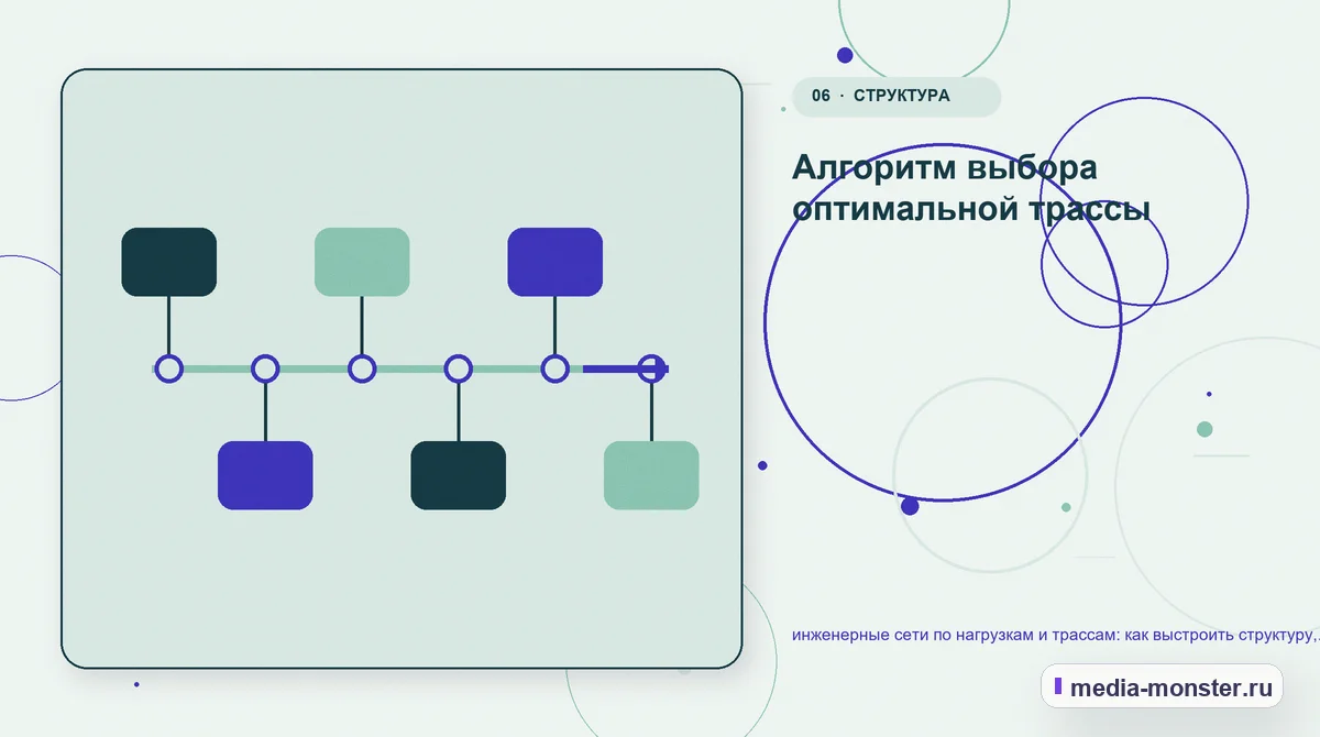 Изображение 6: Последовательность работы — инженерные сети по нагрузкам и трассам: как выстроить структуру, содержание и путь до заявки | Media Monster Последовательность работы. Алгоритм выбора оптимальной трассы: иллюстрация к статье «инженерные сети по нагрузкам и трассам: как выстроить структуру, содержание и путь до заявки»