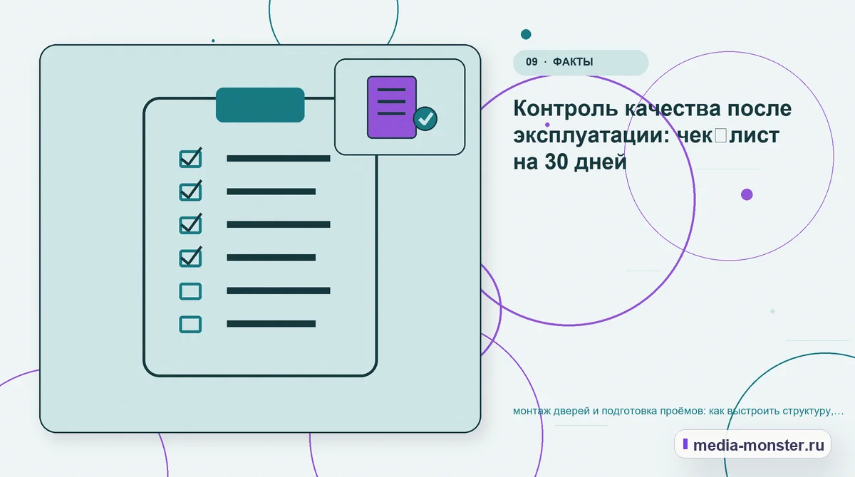 Изображение 9: Контрольные показатели — монтаж дверей и подготовка проёмов: как выстроить структуру, содержание и путь до заявки | Media Monster Контрольные показатели. Контроль качества после эксплуатации: чек‑лист на 30 дней: иллюстрация к статье «монтаж дверей и подготовка проёмов: как выстроить структуру, содержание и путь до…