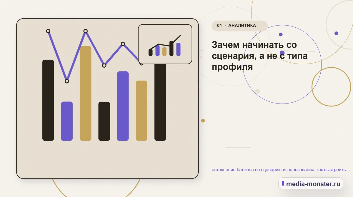 Ключевая тема материала. Зачем начинать со сценария, а не с типа профиля: иллюстрация к статье «остекление балкона по сценарию использования: как выстроить структуру, содержание и путь до…