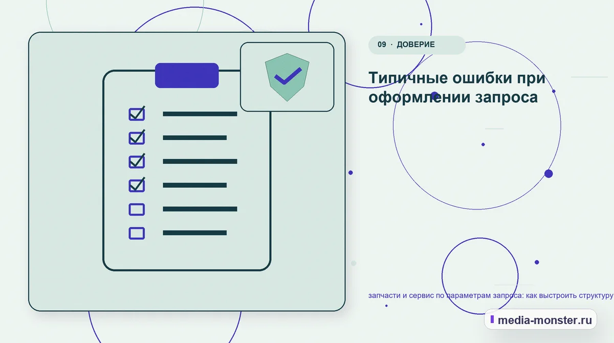 Изображение 9: Контрольные показатели — Запчасти и сервис по параметрам запроса: структура страницы и путь до заявки | Media Monster Контрольные показатели. Пять вопросов к странице глазами клиента: иллюстрация к статье «Запчасти и сервис по параметрам запроса: структура страницы и путь до заявки»