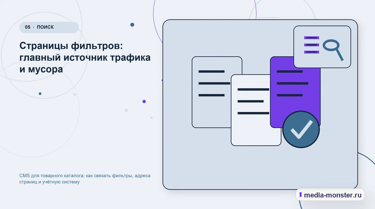 Изображение 5: Данные и доказательства — CMS для товарного каталога: как связать фильтры, адреса страниц и учётную систему | Media Monster Данные и доказательства. Страницы фильтров: главный источник трафика и мусора: иллюстрация к статье «CMS для товарного каталога: как связать фильтры, адреса страниц и учётную систему»