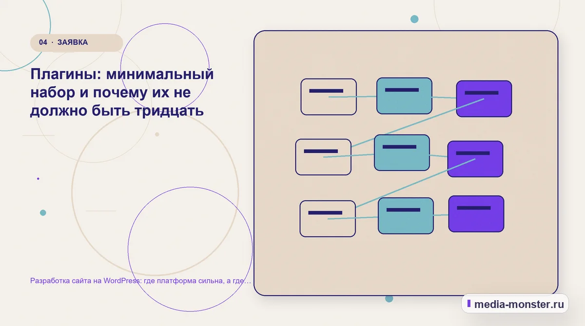 Разработка сайта на WordPress: где платформа сильна, а где начинаются проблемы — иллюстрация к разделу «Плагины: минимальный набор и почему их не должно быть тридцать»