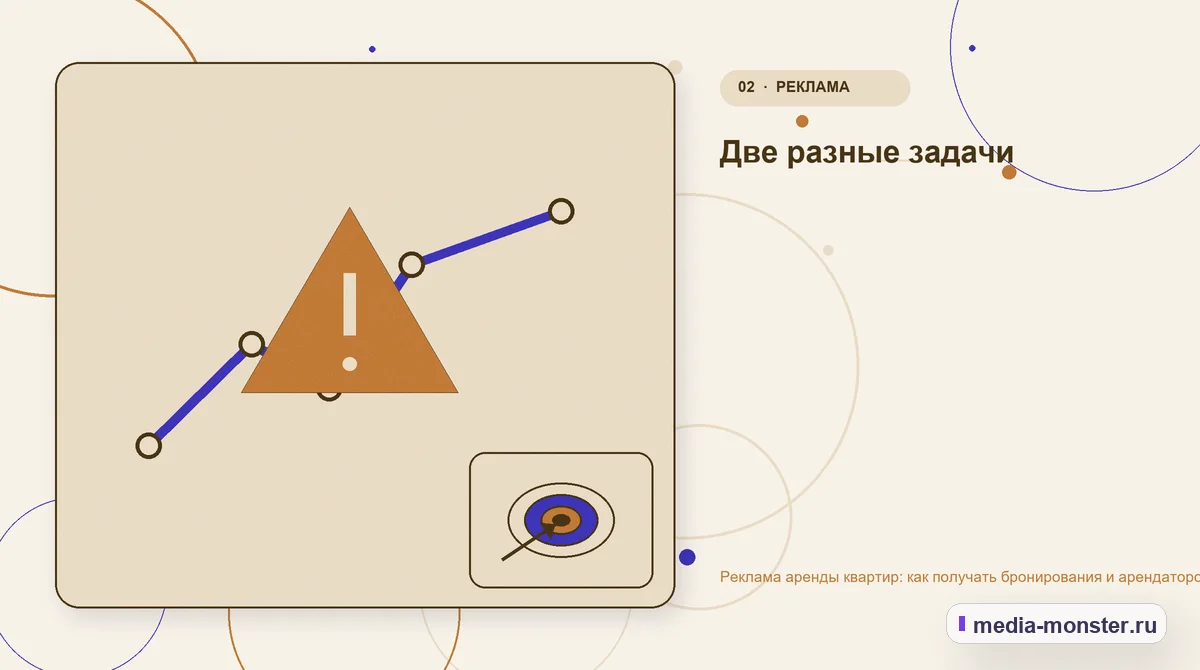Изображение 2: Проблема и точка потери — Реклама аренды квартир: как получать бронирования и арендаторов без простоя | Media Monster Проблема и точка потери. Две разные задачи: иллюстрация к статье «Реклама аренды квартир: как получать бронирования и арендаторов без простоя»