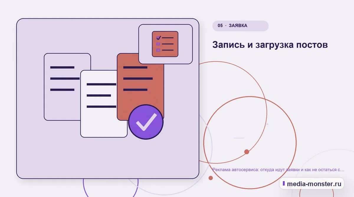 Данные и доказательства. Запись и загрузка постов: иллюстрация к статье «Реклама автосервиса: откуда идут заявки и как не остаться с пустыми подъёмниками»