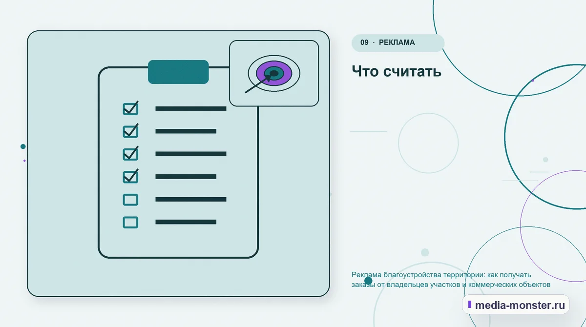Контрольные показатели. Что считать: иллюстрация к статье «Реклама благоустройства территории: как получать заказы от владельцев участков и коммерческих объектов»