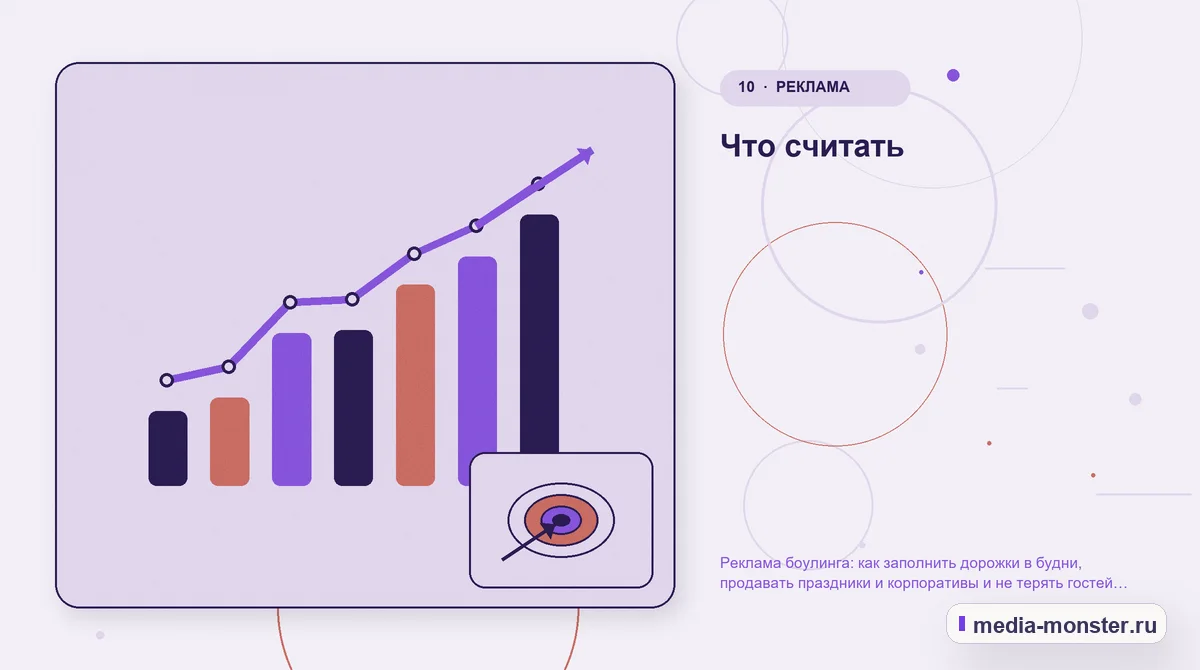 Итог и следующий шаг. Что считать: иллюстрация к статье «Реклама боулинга: как заполнить дорожки в будни, продавать праздники и корпоративы и не терять гостей на бронировании»