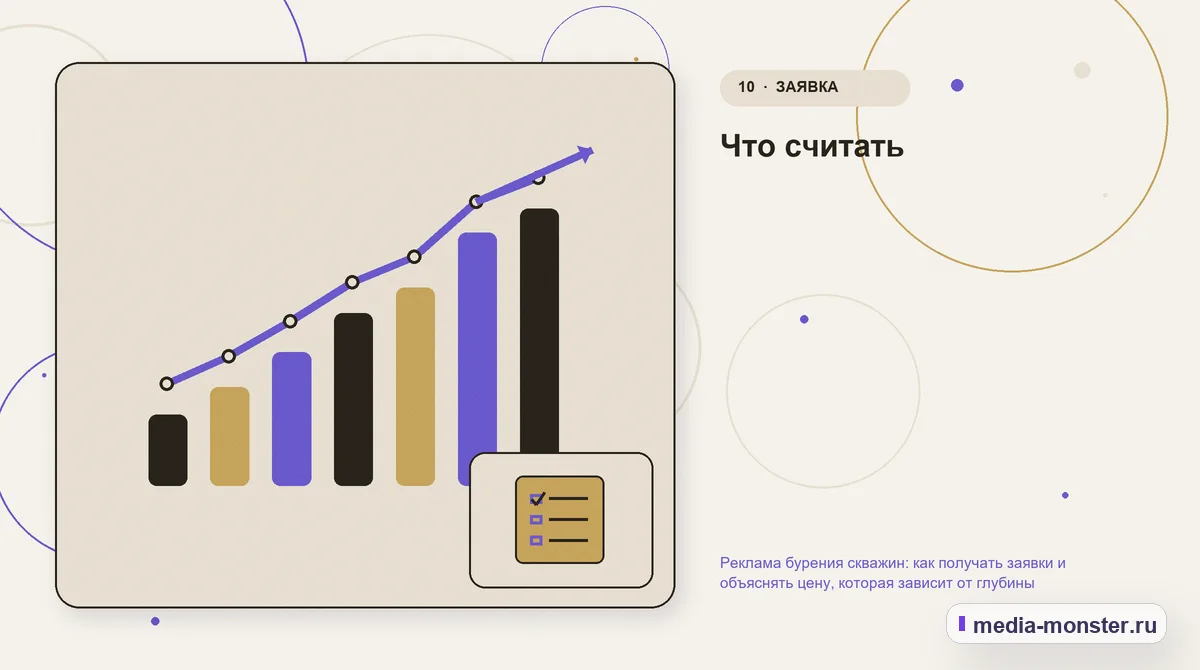 Итог и следующий шаг. Что считать: иллюстрация к статье «Реклама бурения скважин: как получать заявки и объяснять цену, которая зависит от глубины»