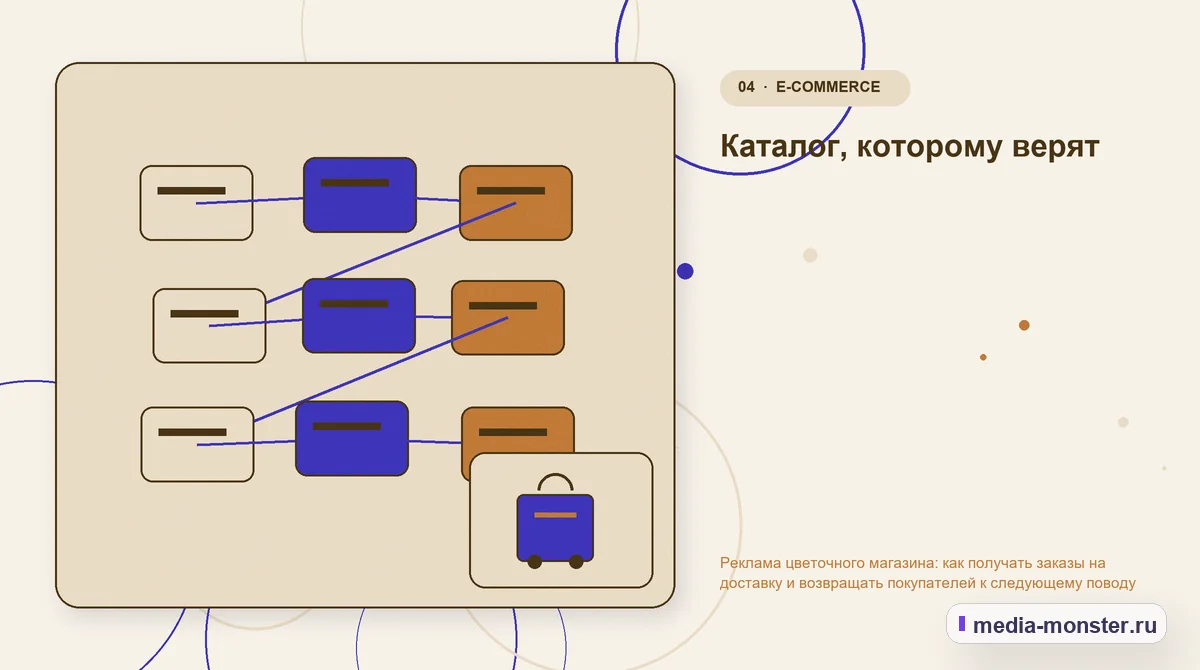 Структура решения. Каталог, которому верят: иллюстрация к статье «Реклама цветочного магазина: как получать заказы на доставку и возвращать покупателей к следующему поводу»