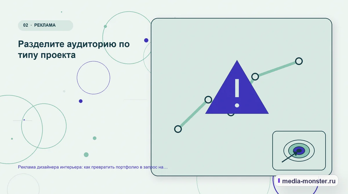 Изображение 2: Проблема и точка потери — Реклама дизайнера интерьера: как превратить портфолио в запрос на проект | Media Monster Проблема и точка потери. Разделите аудиторию по типу проекта: иллюстрация к статье «Реклама дизайнера интерьера: как превратить портфолио в запрос на проект»