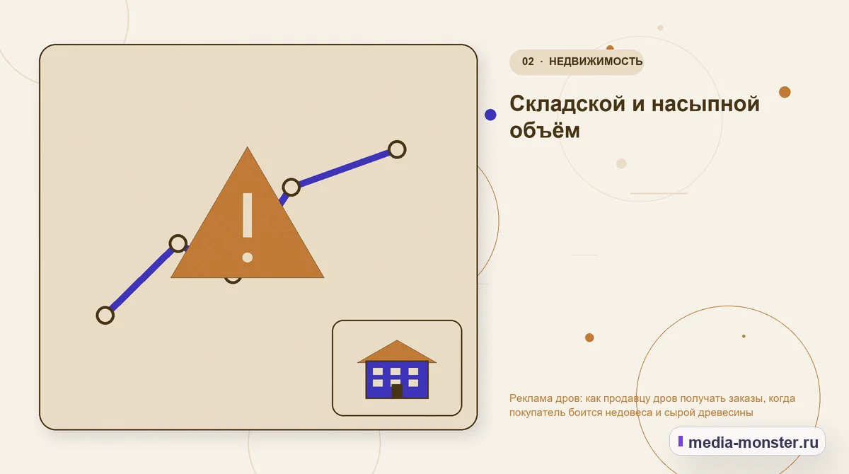 Изображение 2: Проблема и точка потери — Реклама дров: как продавцу дров получать заказы, когда покупатель боится недовеса и сырой древесины | Media Monster Проблема и точка потери. Складской и насыпной объём: иллюстрация к статье «Реклама дров: как продавцу дров получать заказы, когда покупатель боится недовеса и сырой древесины»