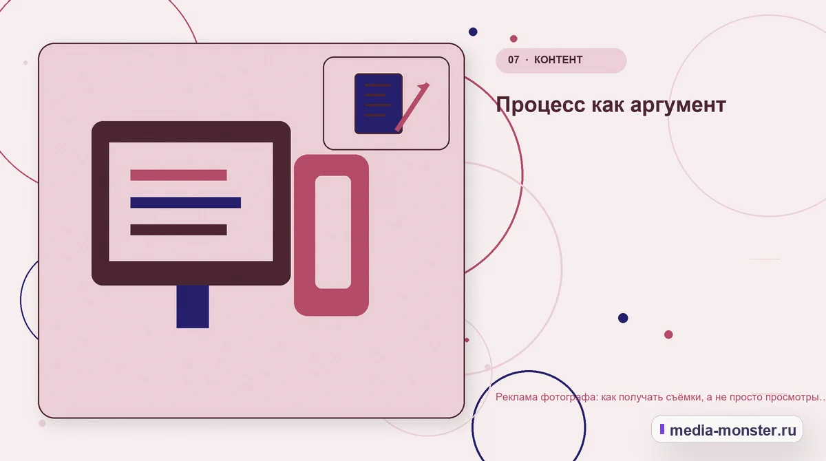 Каналы и точки контакта. Процесс как аргумент: иллюстрация к статье «Реклама фотографа: как получать съёмки, а не просто просмотры портфолио»