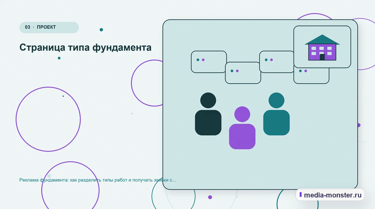 Изображение 3: Аудитория и сценарий выбора — Реклама фундамента: как разделить типы работ и получать заявки с исходными данными | Media Monster Аудитория и сценарий выбора. Страница типа фундамента: иллюстрация к статье «Реклама фундамента: как разделить типы работ и получать заявки с исходными данными»