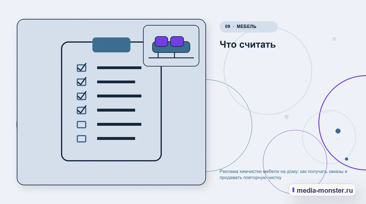 Контрольные показатели. Что считать: иллюстрация к статье «Реклама химчистки мебели на дому: как получать заказы и продавать повторную чистку»