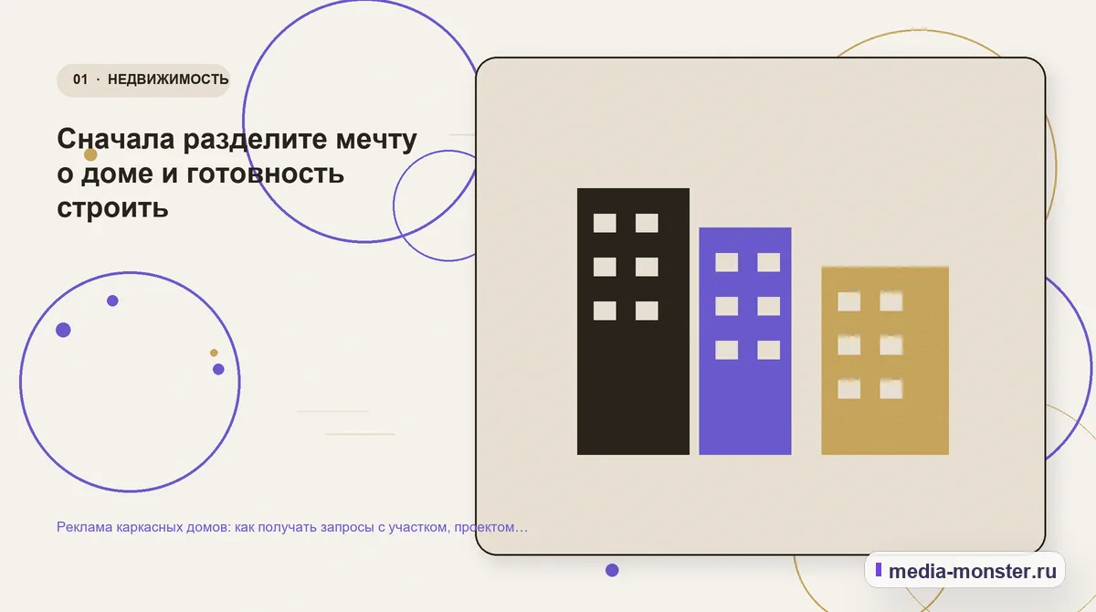 Реклама каркасных домов: как получать запросы с участком, проектом и понятной комплектацией — иллюстрация к разделу «Сначала разделите мечту о доме и готовность строить»