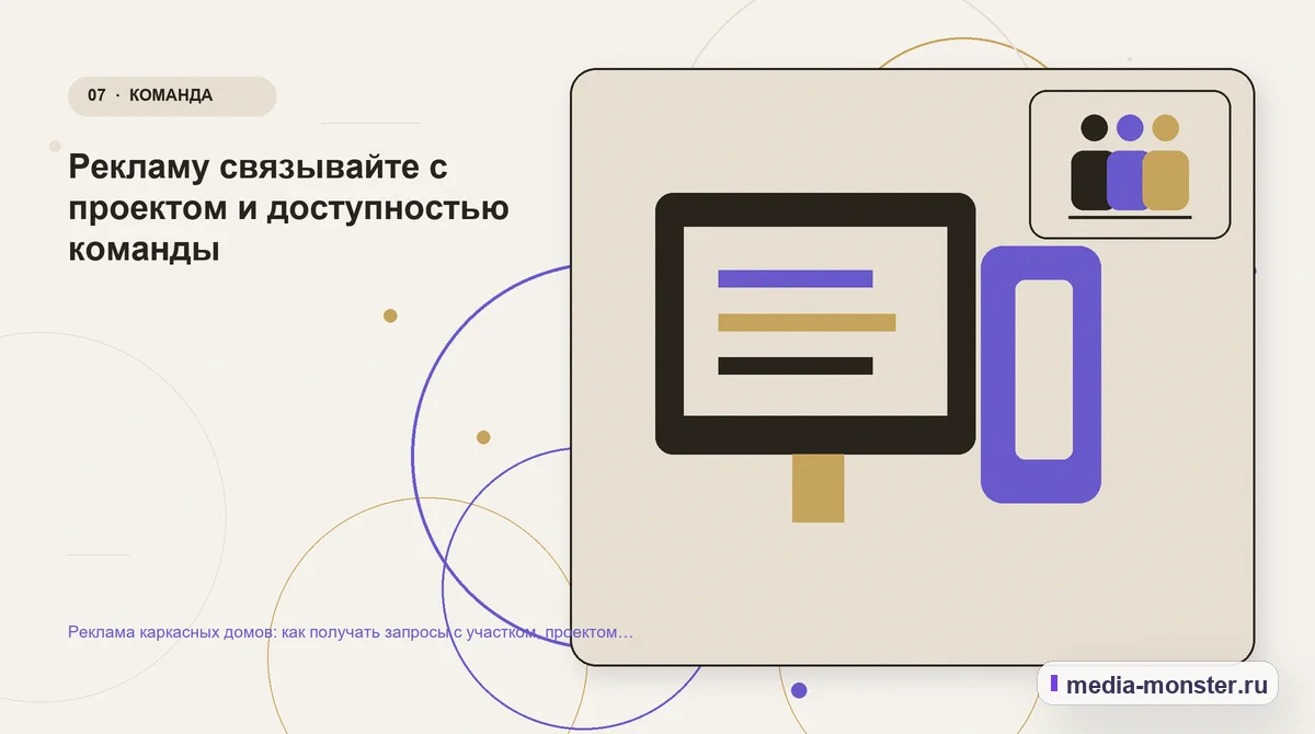 Каналы и точки контакта. Рекламу связывайте с проектом и доступностью команды: иллюстрация к статье «Реклама каркасных домов: как получать запросы с участком, проектом и понятной…