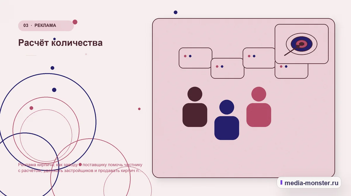 Изображение 3: Аудитория и сценарий выбора — Реклама кирпича: как заводу и поставщику помочь частнику с расчётом, удержать застройщиков и продавать кирпич по образцам… Аудитория и сценарий выбора. Расчёт количества: иллюстрация к статье «Реклама кирпича: как заводу и поставщику помочь частнику с расчётом, удержать застройщиков и продавать кирпич по…