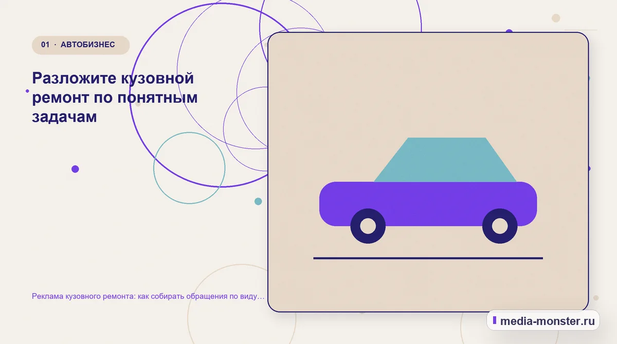 Реклама кузовного ремонта: как собирать обращения по виду повреждения — иллюстрация к разделу «Разложите кузовной ремонт по понятным задачам»