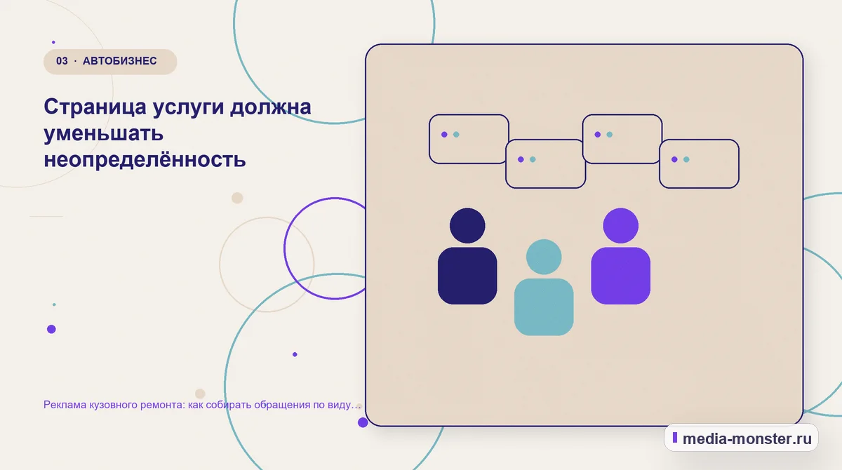 Реклама кузовного ремонта: как собирать обращения по виду повреждения — иллюстрация к разделу «Страница услуги должна уменьшать неопределённость»