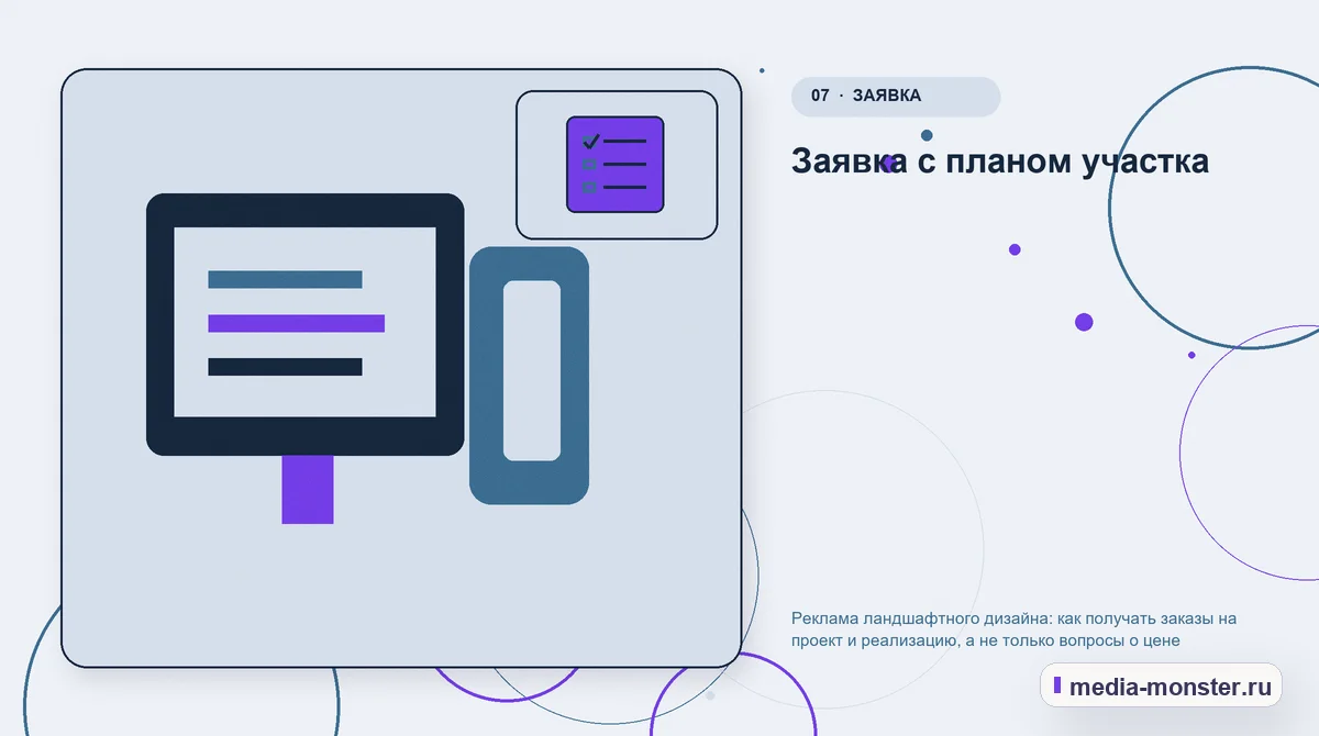 Изображение 7: Каналы и точки контакта — Реклама ландшафтного дизайна: как получать заказы на проект и реализацию, а не только вопросы о цене | Media Monster Каналы и точки контакта. Заявка с планом участка: иллюстрация к статье «Реклама ландшафтного дизайна: как получать заказы на проект и реализацию, а не только вопросы о цене»