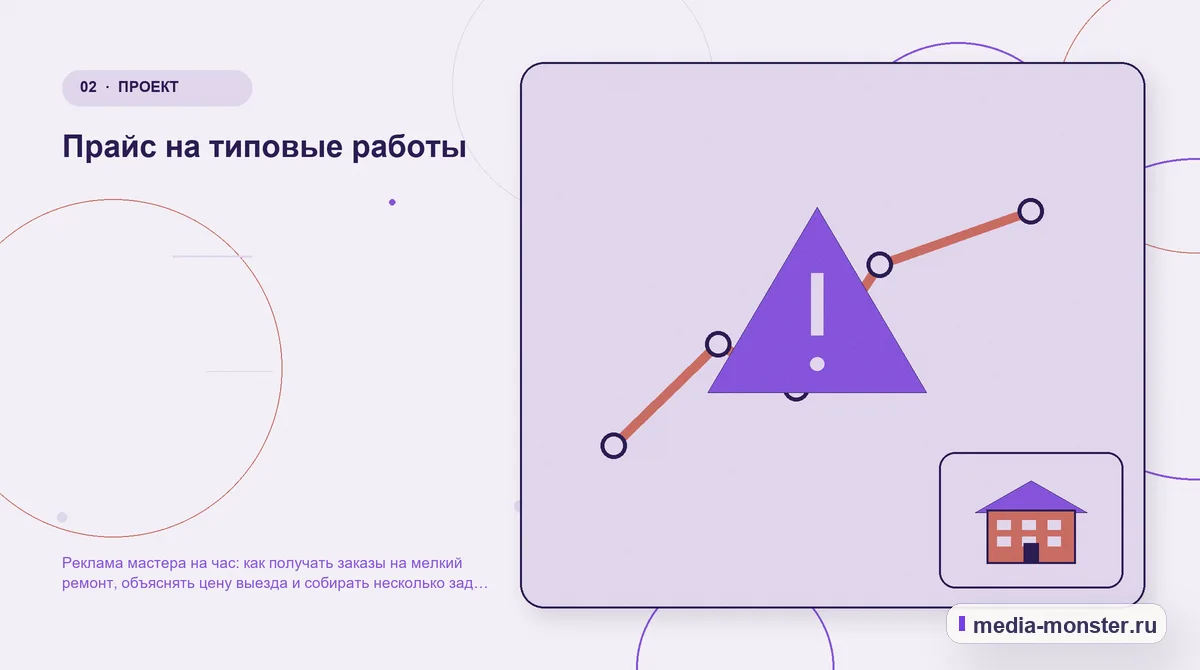 Проблема и точка потери. Прайс на типовые работы: иллюстрация к статье «Реклама мастера на час: как получать заказы на мелкий ремонт, объяснять цену выезда и собирать несколько задач в…