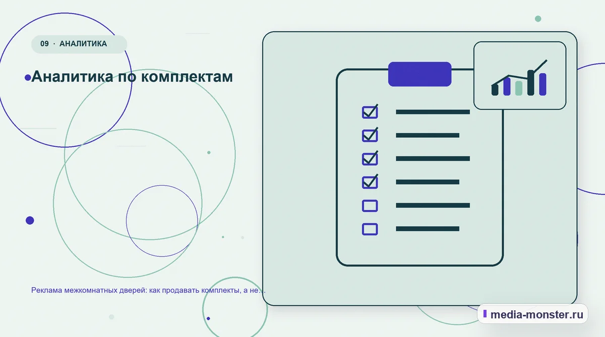 Изображение 9: Контрольные показатели — Реклама межкомнатных дверей: как продавать комплекты, а не отдельные полотна | Media Monster Контрольные показатели. Аналитика по комплектам: иллюстрация к статье «Реклама межкомнатных дверей: как продавать комплекты, а не отдельные полотна»