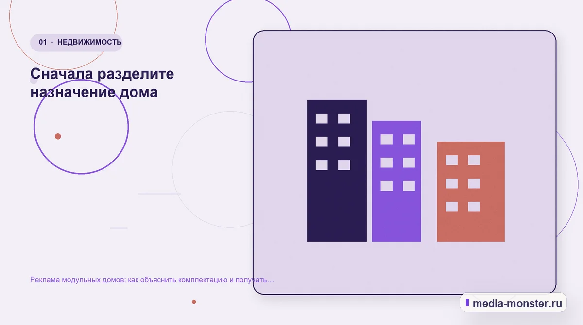 Реклама модульных домов: как объяснить комплектацию и получать готовые к расчёту заявки — иллюстрация к разделу «Сначала разделите назначение дома»