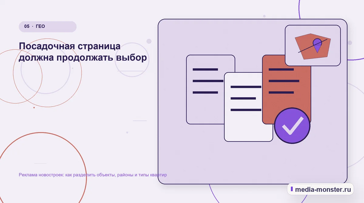 Изображение 5: Данные и доказательства — Реклама новостроек: как разделить объекты, районы и типы квартир | Media Monster Данные и доказательства. Посадочная страница должна продолжать выбор: иллюстрация к статье «Реклама новостроек: как разделить объекты, районы и типы квартир»