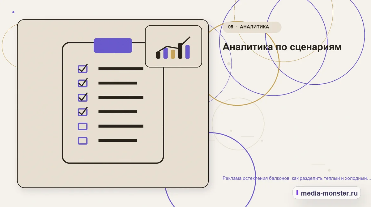 Изображение 9: Контрольные показатели — Реклама остекления балконов: как разделить тёплый и холодный сценарий | Media Monster Контрольные показатели. Аналитика по сценариям: иллюстрация к статье «Реклама остекления балконов: как разделить тёплый и холодный сценарий»