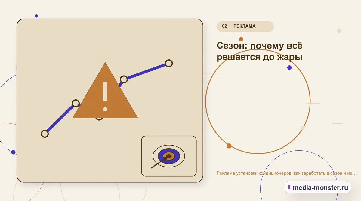 Проблема и точка потери. Сезон: почему всё решается до жары: иллюстрация к статье «Реклама установки кондиционеров: как заработать в сезон и не простаивать зимой»