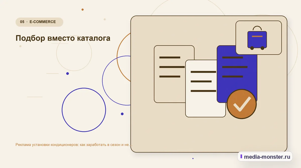Данные и доказательства. Подбор вместо каталога: иллюстрация к статье «Реклама установки кондиционеров: как заработать в сезон и не простаивать зимой»