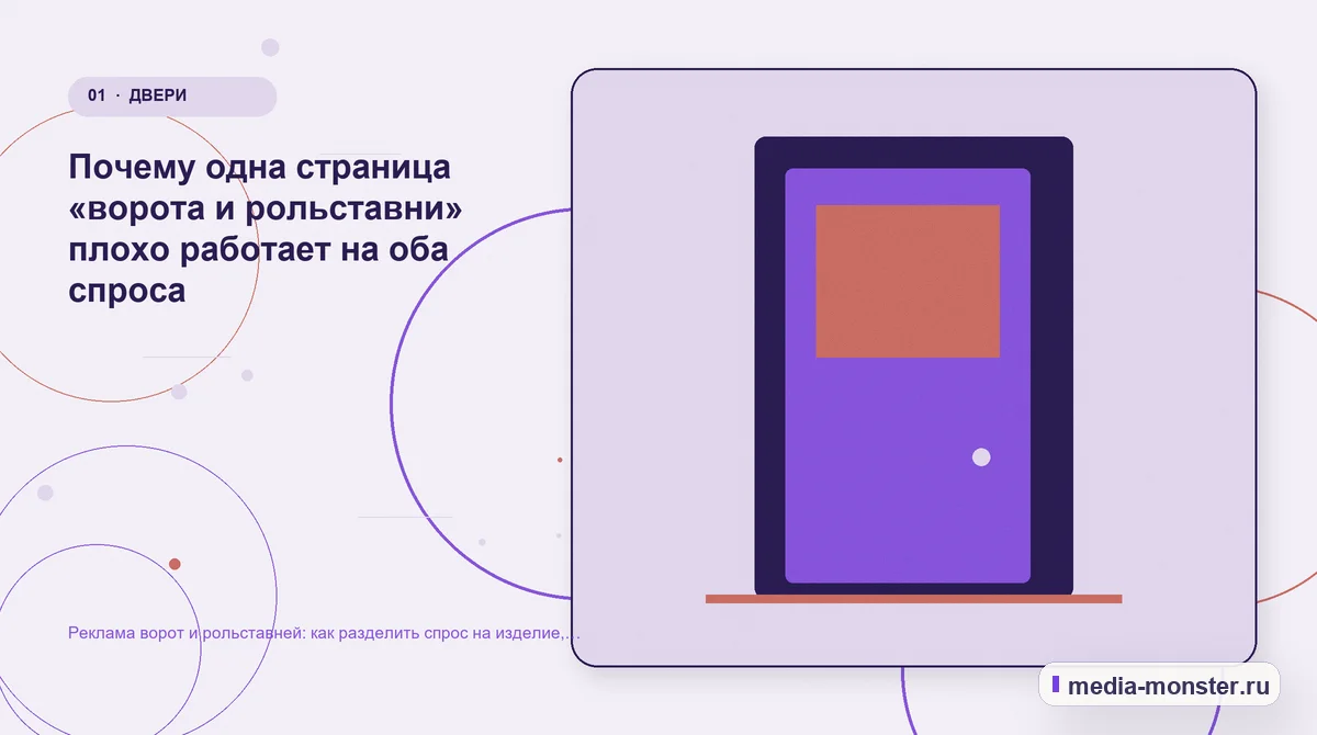 Реклама ворот и рольставней: как разделить спрос на изделие, монтаж и обслуживание — иллюстрация к разделу «Почему одна страница «ворота и рольставни» плохо работает на оба спроса»