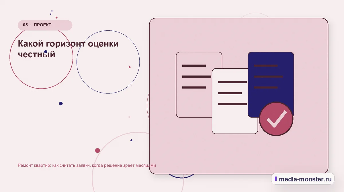Изображение 5: Данные и доказательства — Ремонт квартир: как считать заявки, когда решение зреет месяцами | Media Monster Данные и доказательства. Какой горизонт оценки честный: иллюстрация к статье «Ремонт квартир: как считать заявки, когда решение зреет месяцами»