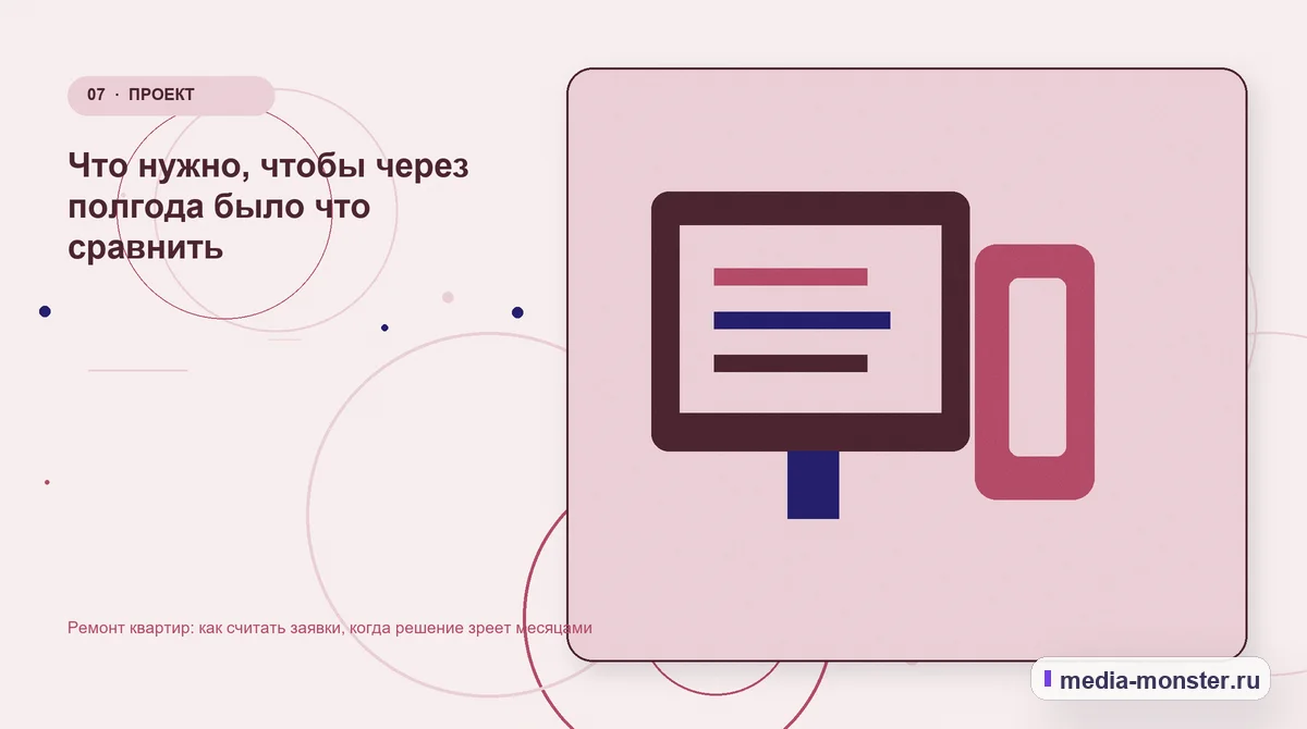 Изображение 7: Каналы и точки контакта — Ремонт квартир: как считать заявки, когда решение зреет месяцами | Media Monster Каналы и точки контакта. Что нужно, чтобы через полгода было что сравнить: иллюстрация к статье «Ремонт квартир: как считать заявки, когда решение зреет месяцами»
