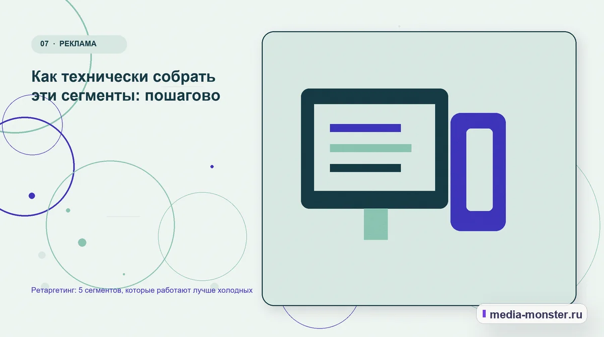 Каналы и точки контакта. Как технически собрать эти сегменты: пошагово: иллюстрация к статье «Ретаргетинг: 5 сегментов, которые работают лучше холодных»