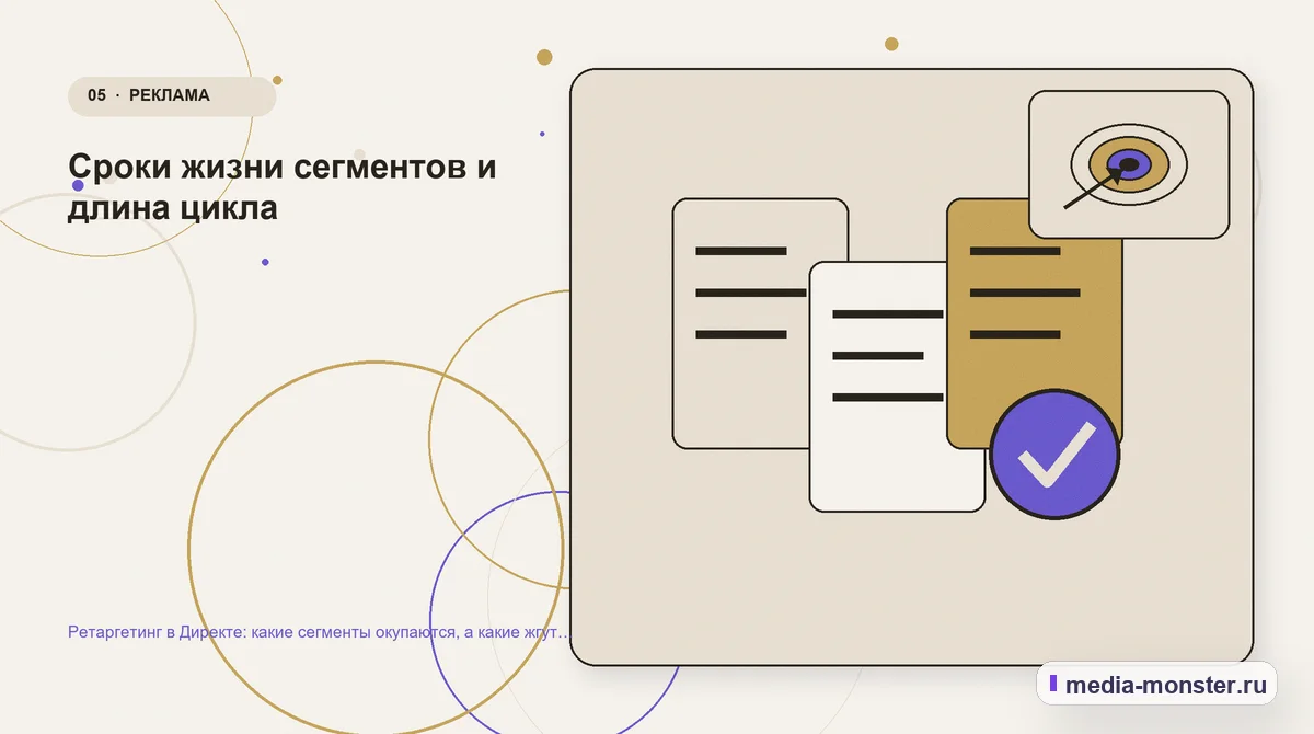 Изображение 5: Данные и доказательства — Ретаргетинг в Директе: какие сегменты окупаются, а какие жгут бюджет | Media Monster Данные и доказательства. Сроки жизни сегментов и длина цикла: иллюстрация к статье «Ретаргетинг в Директе: какие сегменты окупаются, а какие жгут бюджет»